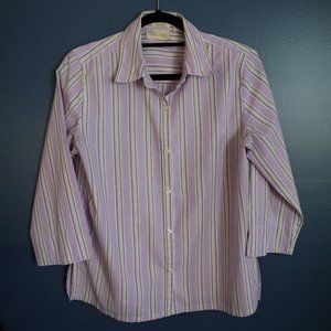 Studio Works Striped Multi-color Lavender Button-down